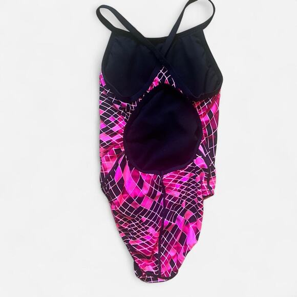 Pink and black TYR womens size 34 one piece swim suit racer back performance - Picture 2 of 3